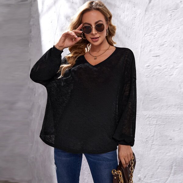 

Maternity Batwing Sleeve V Neck Tee, Black