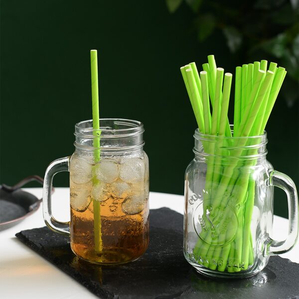 

25pcs Solid Color Disposable Straw, Green