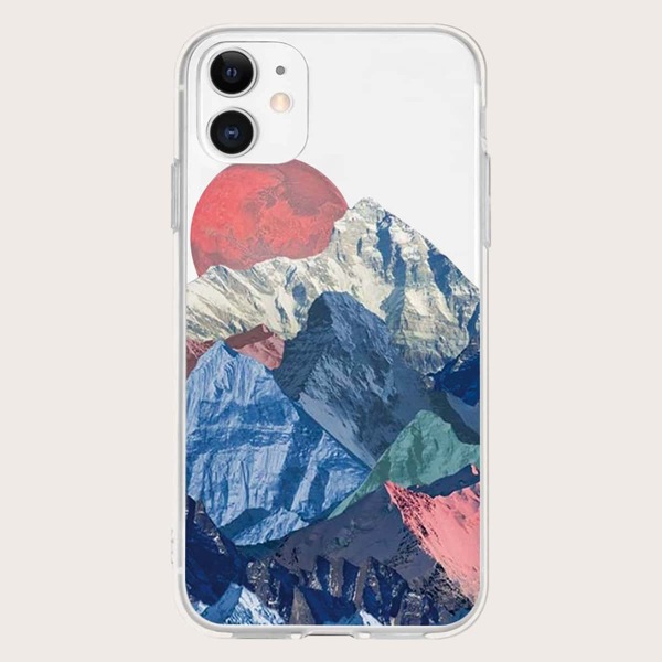 

Mountains & Moon Clear Phone Case, Multicolor
