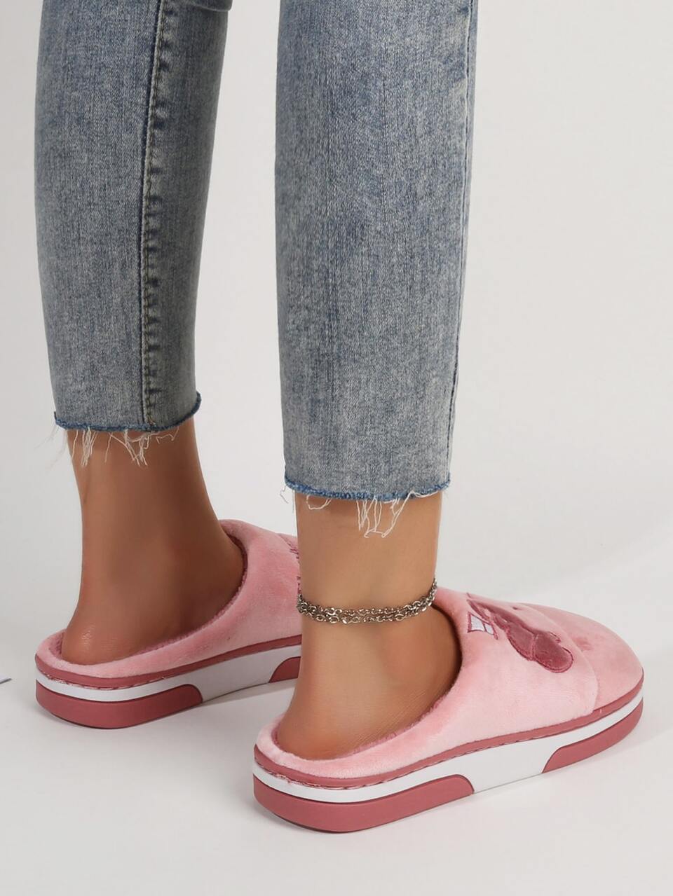 Fall/Winter Women's Fashionable Minimalist Thermal Lined Slip-On Comfy House Slippers,Fluffy Slippers