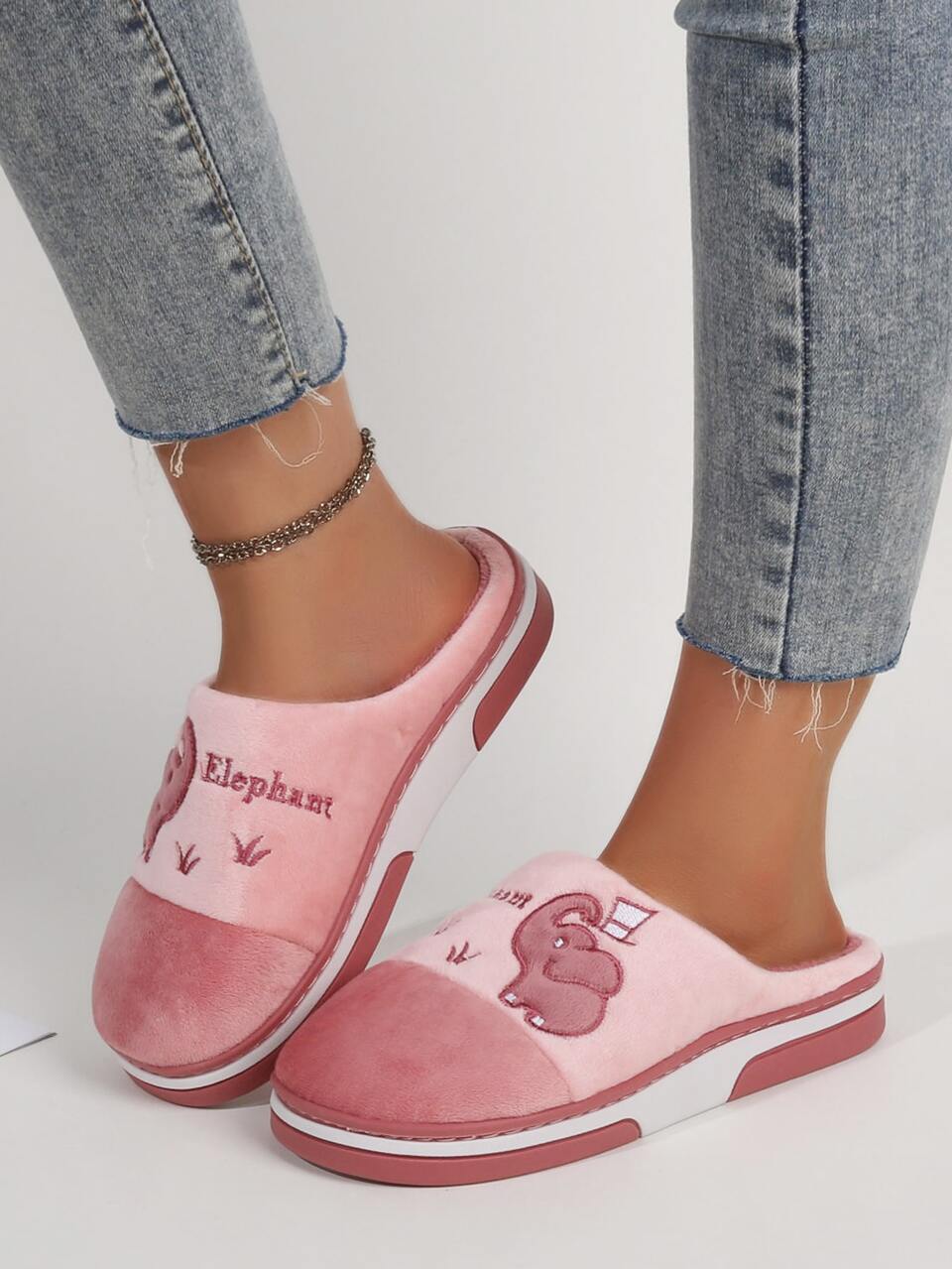Fall/Winter Women's Fashionable Minimalist Thermal Lined Slip-On Comfy House Slippers,Fluffy Slippers