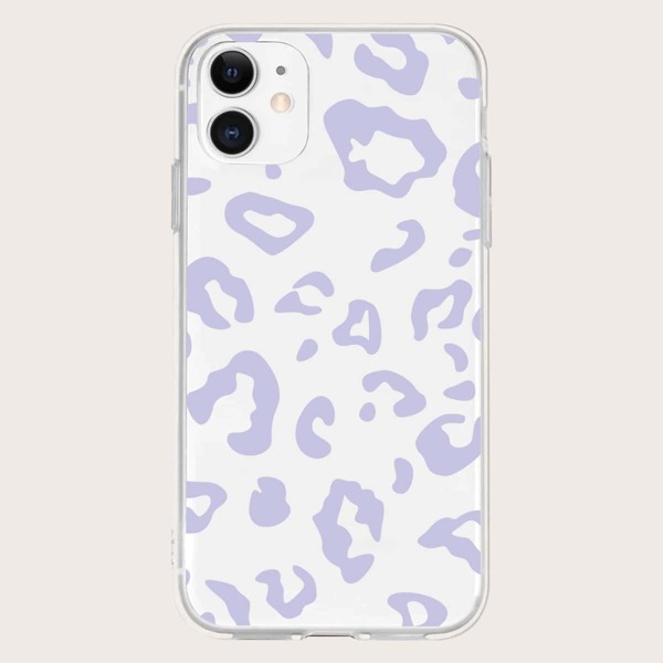 

Leopard Clear Phone Case, Purple