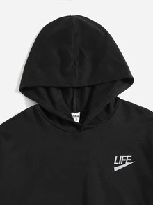 SHEIN Bộ hai mảnh Trai Dây kéo Túi Lá thư Thể thao - màu đen - Xem 5