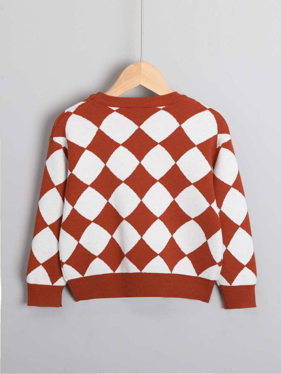 Young Boy Geo Pattern Drop Shoulder Sweater