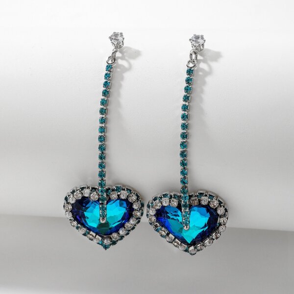 

Rhinestone Heart Decor Drop Earrings, Multicolor