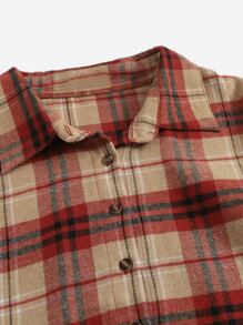 SHEIN EZwear Plus Plaid Blouse & Bear Print Bodycon Dress - Multicolor - View 3