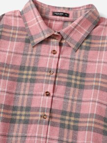 SHEIN Qutie Plus Plaid Blouse & Bear Print Bodycon Dress - Multicolor - View 4