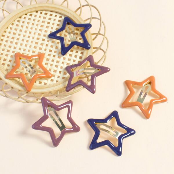 

6pcs Toddler Girls Star Decor Hair Clip, Multicolor