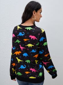 SHEIN Sudadera con estampado de dinosaurio - Multicolor - Ver 2