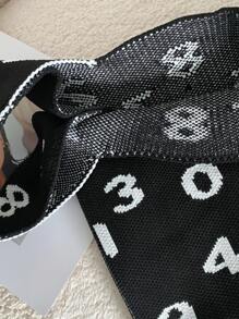 Letter Graphic Crochet Bag - Black and White - View 5