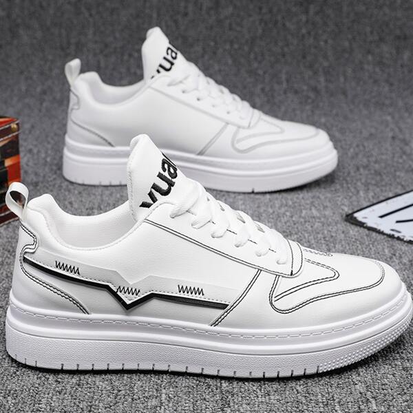 

Men Letter Graphic Lace-up Front Skate Shoes, White