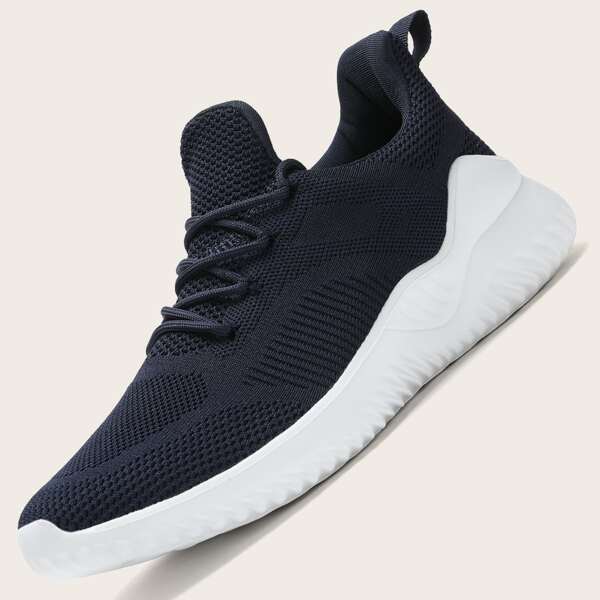

Men Minimalist Lace Up Decor Sneakers, Blue