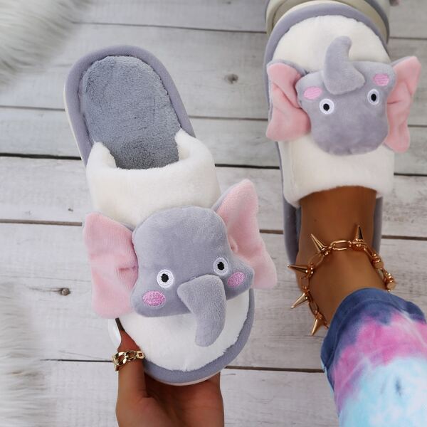 

Cartoon Design Novelty Slippers, Grey
