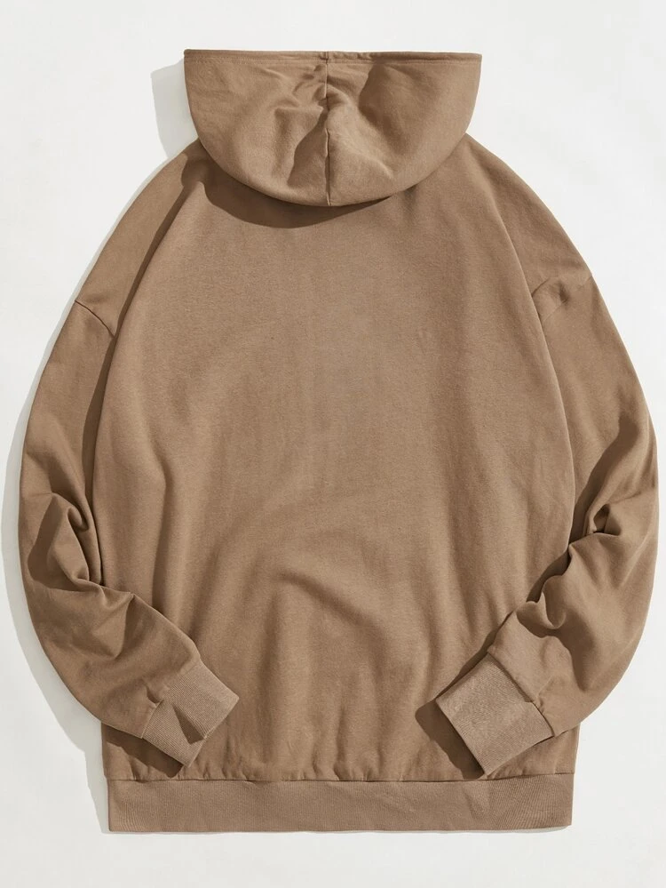 Loose Fit Men Butterfly & Letter Graphic Drop Shoulder Hoodie, For Fall Winter