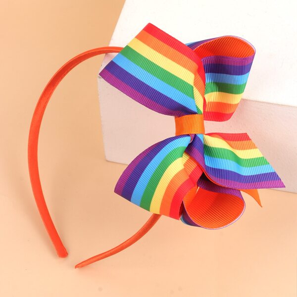 

Toddler Girls Rainbow Pattern Bow Decor Headband, Multicolor