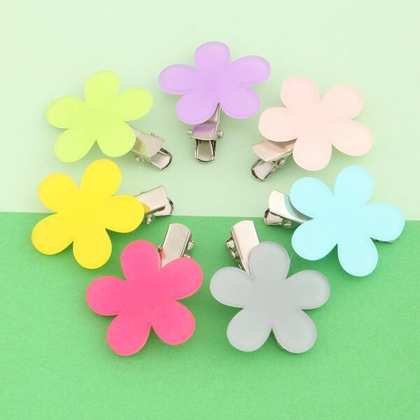 

7pcs Toddler Girls Flower Decor Hair Clip, Multicolor