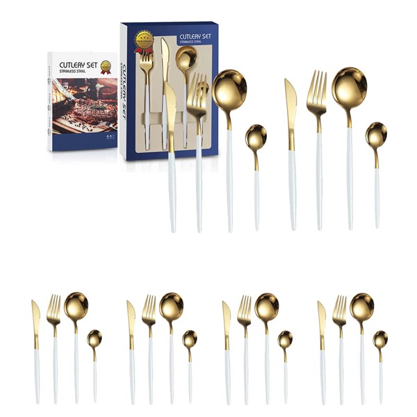 

24pcs Stainless Steel Cutlery Set, Multicolor