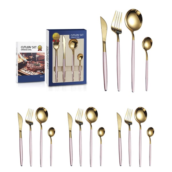 

16pcs Stainless Steel Cutlery Set, Multicolor