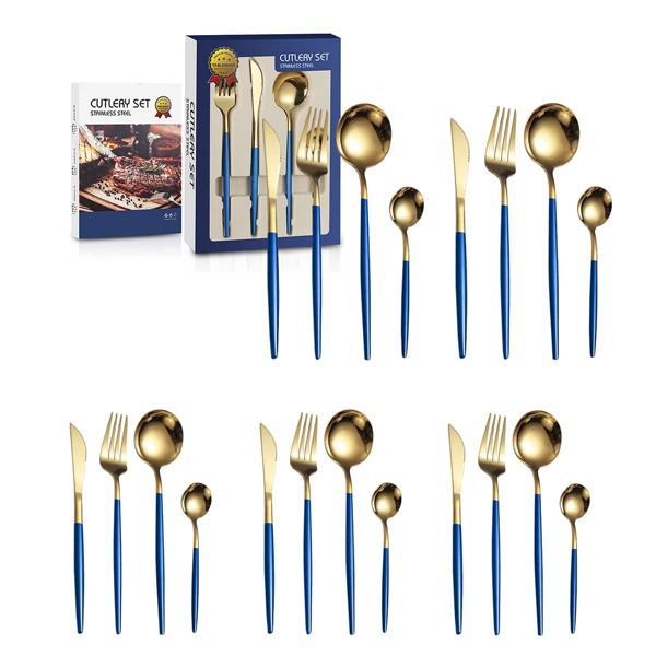 

20pcs Stainless Steel Cutlery Set, Multicolor