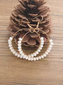 Crystal Decor Drop Earrings - White - View 3