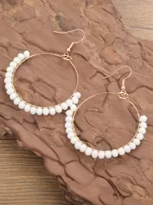 Crystal Decor Drop Earrings - White - View 5