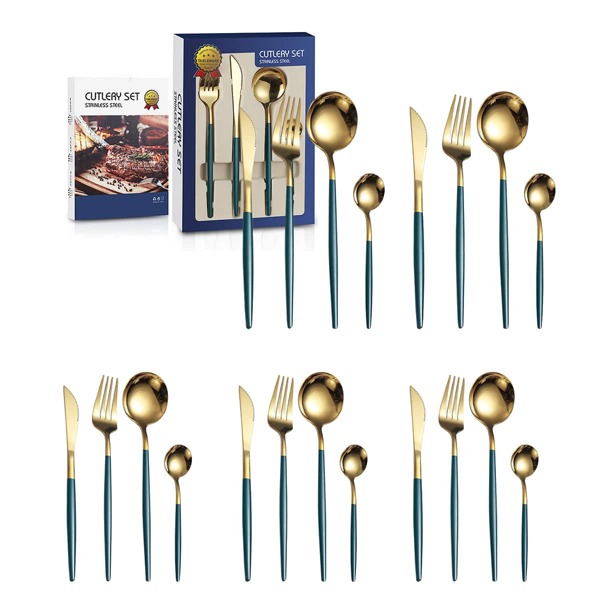 

20pcs Stainless Steel Cutlery Set, Multicolor