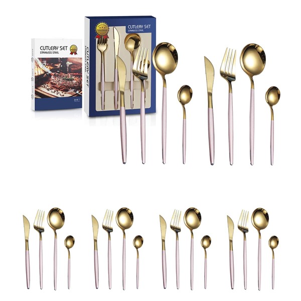 

24pcs Stainless Steel Cutlery Set, Multicolor