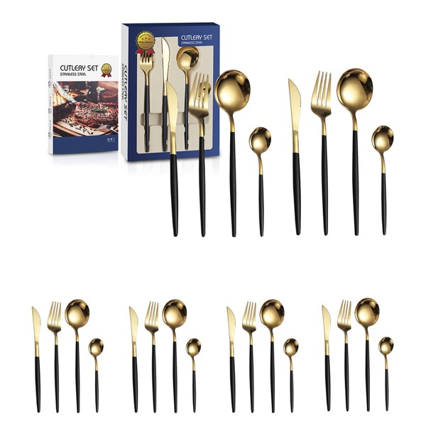 

24pcs Stainless Steel Cutlery Set, Multicolor