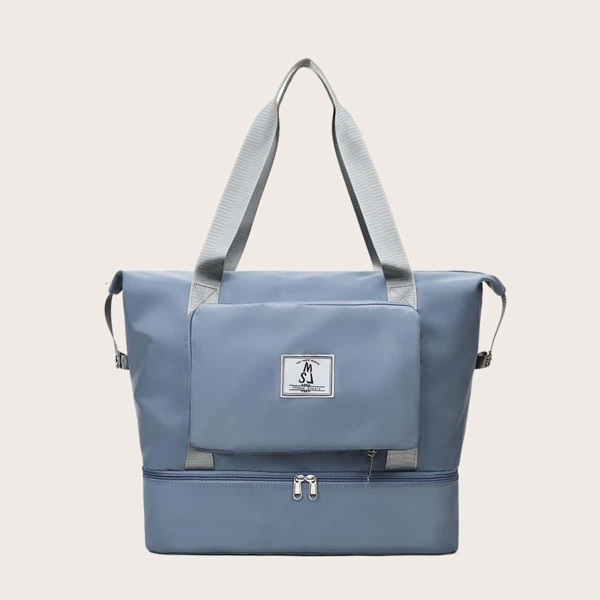 

Multi-compartment Shoulder Tote Bag, Dusty blue