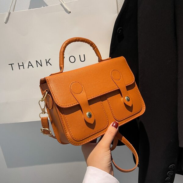

Minimalist Flap Square Bag, Brown
