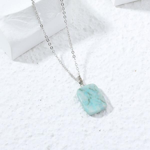 

Geometric Pendant Necklace, Baby blue