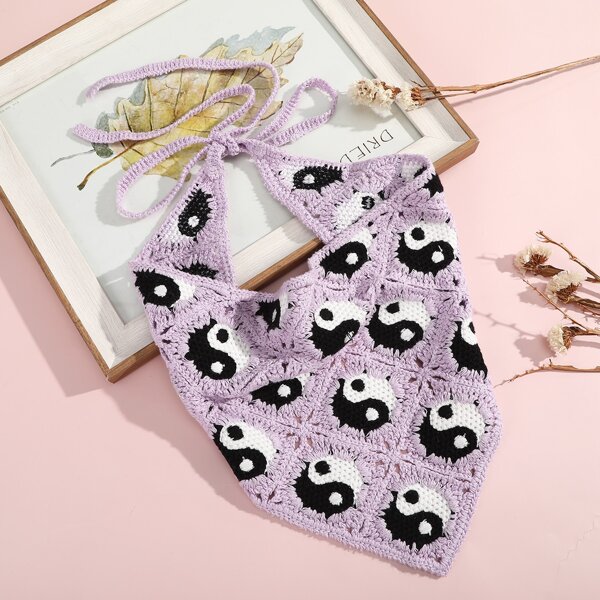 

Yin & Yang Embroidered Hair Band, Purple