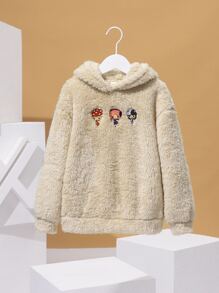 edelsteinstudio Tween Girl Cartoon Embroidery Teddy Sweatshirt - Apricot - View 1
