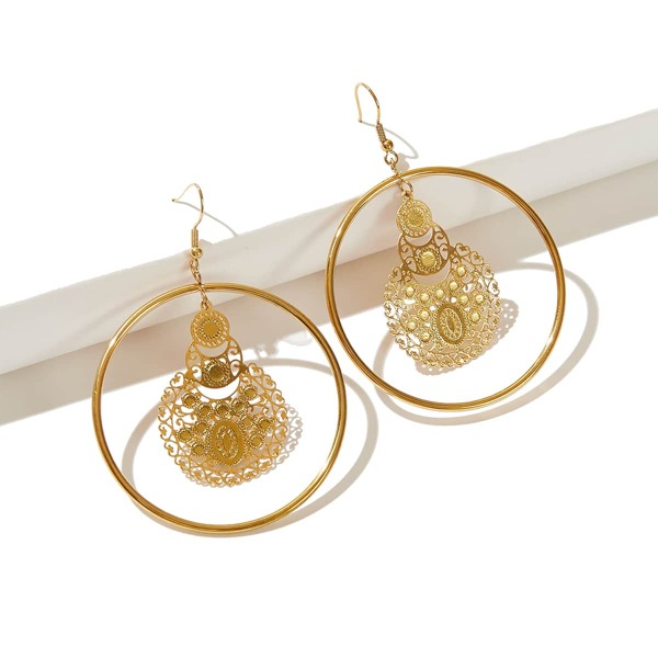 

Hollow Out Hoop Earrings, Gold