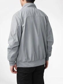 CLOUDSTYLE Men Zip Up Slant Pocket Jacket - Light Grey - View 2