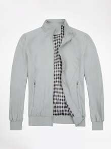 CLOUDSTYLE Men Zip Up Slant Pocket Jacket - Light Grey - View 6