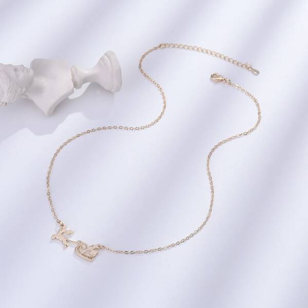

18K Gold Plated Elk Pendant Necklace