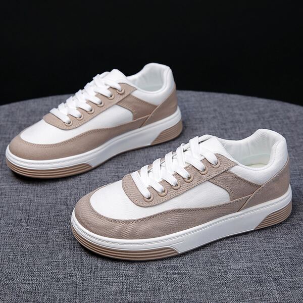 

Colorblock Lace-up Front Sneakers, Khaki