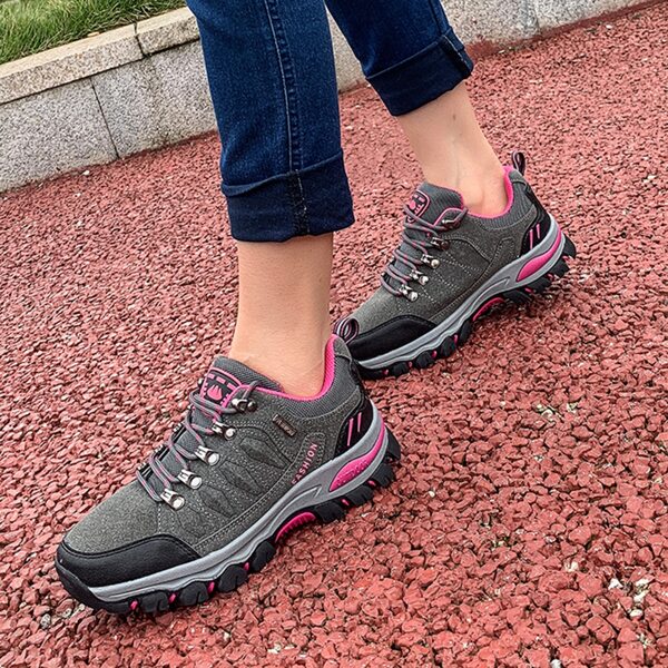 

Colorblock Letter Graphic Lace-up Front Hiking Shoes, Grey