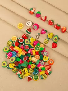 100 顆卡通水果黏土珠 DIY 首飾配件 - 彩色 - 查看 1