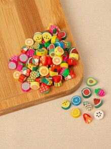 100 顆卡通水果黏土珠 DIY 首飾配件 - 彩色 - 查看 2