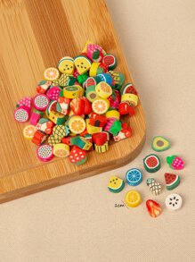 100 顆卡通水果黏土珠 DIY 首飾配件 - 彩色 - 查看 3