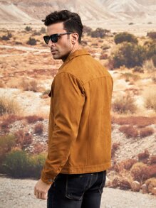 Manfinity Hombres Cazadora con bolsillo con solapa - Marrón - Ver 2