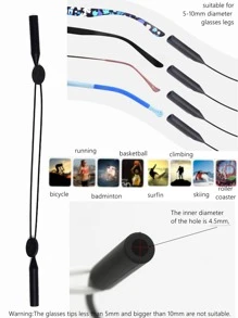 1 Soporte Para Gafas Con Temática Deportiva Para Hombre (con Diseño De Longitud Ajustable De Alambre De Acero, Gafas No Incluidas) - Negro - Ver 2