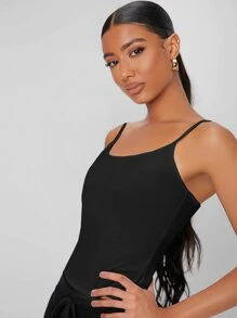 SHEIN Tall Solid Crop Cami Top - Black - View 4