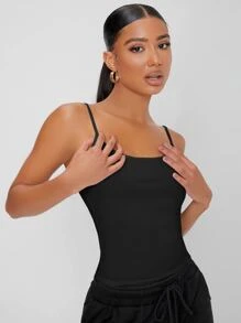 SHEIN Tall Solid Crop Cami Top - Black - View 5
