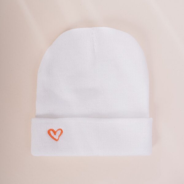 

Heart Embroidered Beanie, White