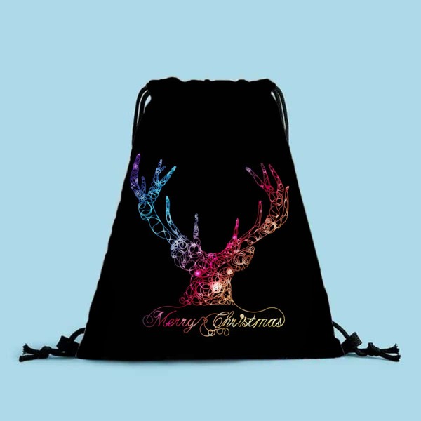 

Christmas Graphic Drawstring Backpack, Multicolor