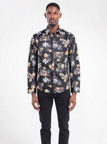 CLOUDSTYLE Men Tropical & Pineapple Print Shirt - Multicolor - View 1