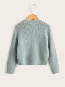 SHEIN Girls High Low Hem Jumper - Mint Green - View 2